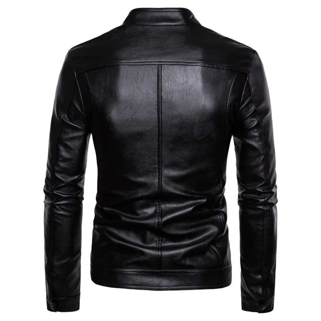Standup Collar Type Mens Motorcycle Leather Jacket Washed PU Leather Jacket for Men W251023