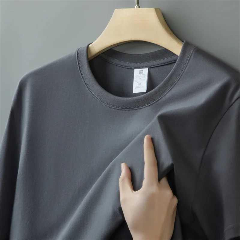 230g Mens Oversized Thick Round Neck Tshirt Summer Short Sleeved Tshirt Pure Cotton Solid Color Top Casual Versatile TshirtXJ251023