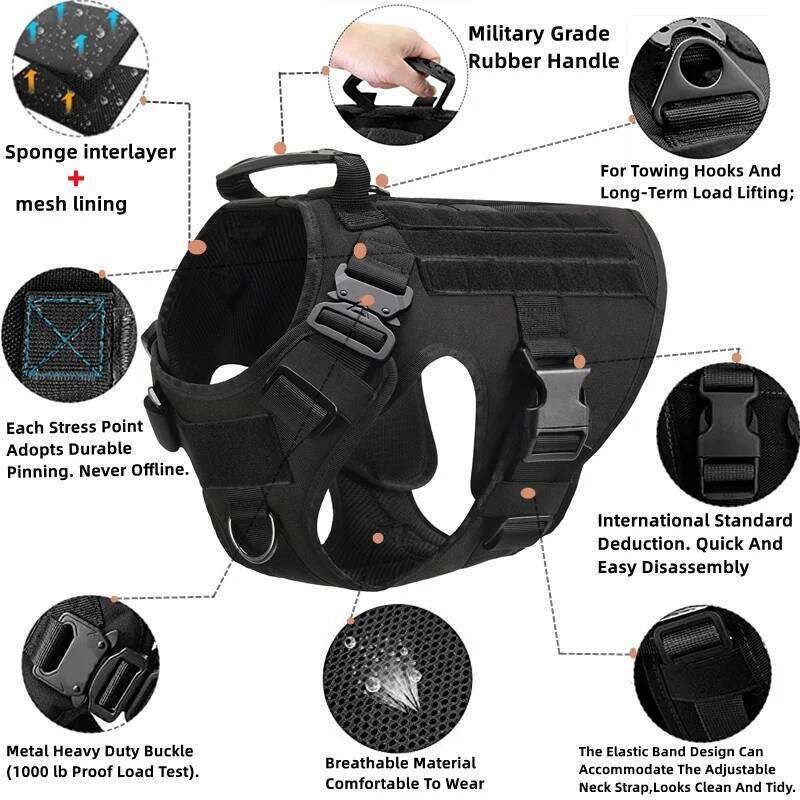 designer brand Military Vest Pet German Shepherd Golden Retriever Tactical Training Dog Harness and Leash Set For All Breeds Dogs