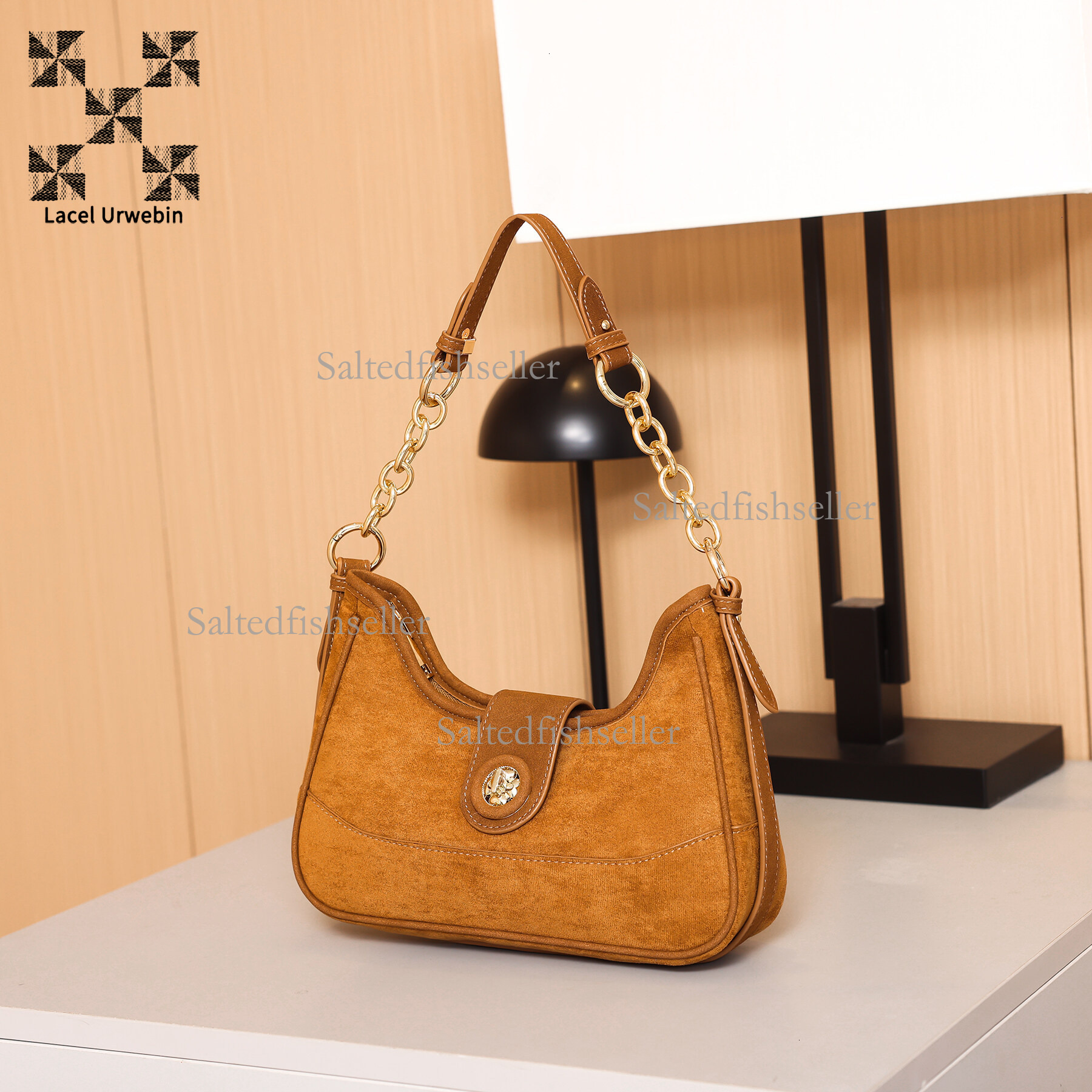 Lacel Urwebin Designer Luxury Suede Women's Handbag High-end New Fashion Autumn And Winter Shoulder Bag Retro Trendy Brand Chain Metal Buckle Cro