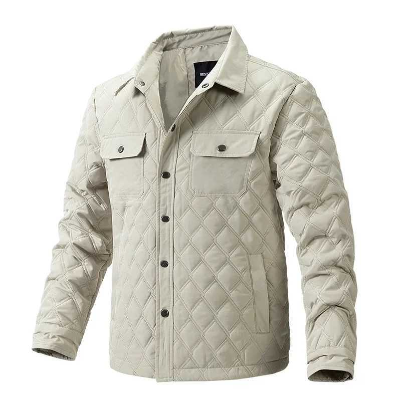 Mens Light Mature Style Top Coat New Style for Autumn and Winter Rhombic Check Business Plus Cotton Casual Jacket M3XL W251023