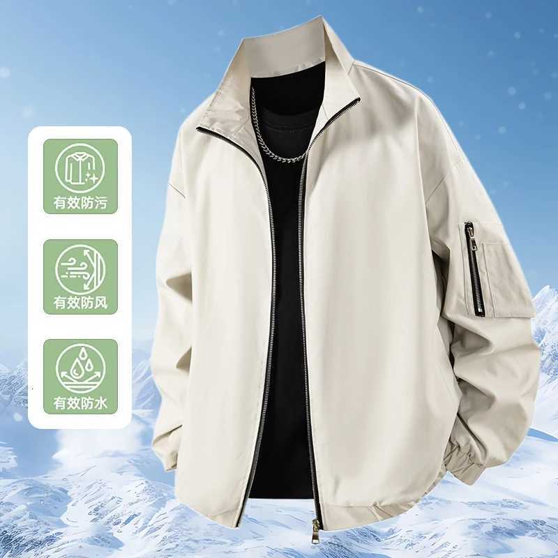 Fashion Solid Color Mens Assault Jacket 2025 Business Autumn Spring Standing Collar Jacket Casual Solid Color Coat W251023