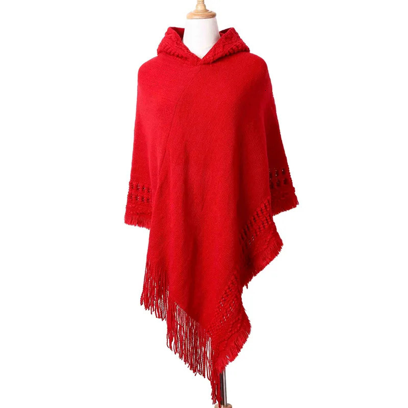 Women Ladies Tassel Cape Coat Fringe Poncho Oblique Stripe Coat Bohemian Shawl Scarf 251016