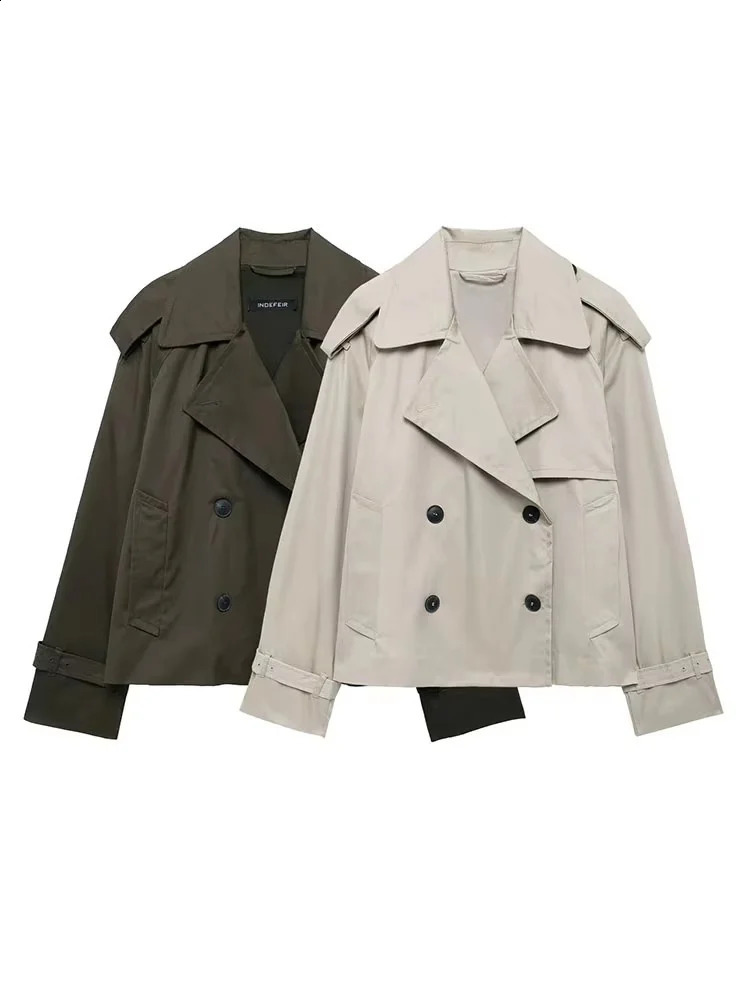 Streetwear Cropped Jacket Women 2024 Autumn DoubleBreasted Jackets for Long Sleeve Coat Woman Casual Outerwear 251018