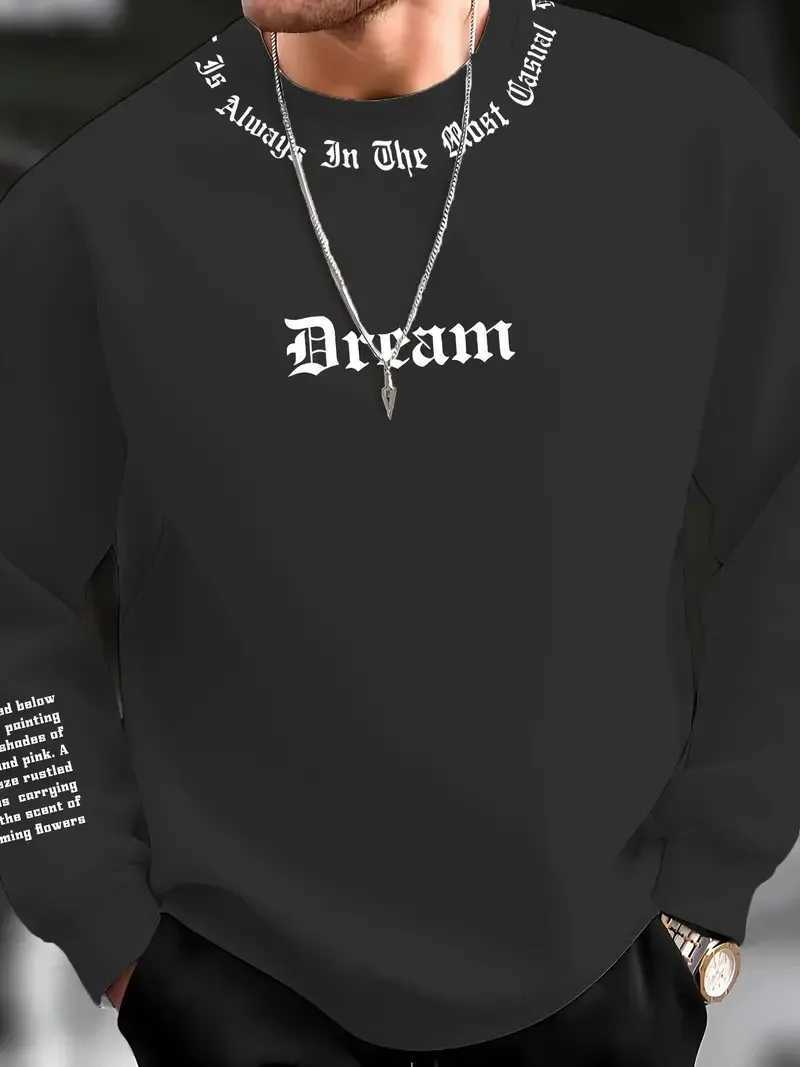 The new mens roundneck hoodie for Spring and Autumn 2025 features a casual and comfortable 3D letter print on the streetT251023