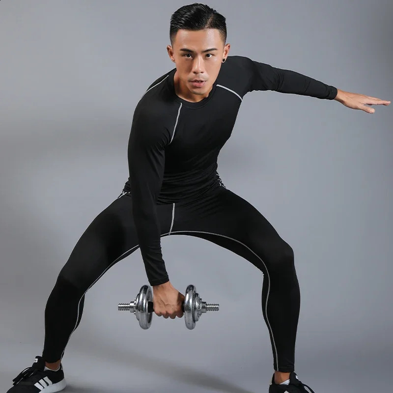 Mens Compression Set Running Tights Workout Fitness Jogging Training Clothes Tracksuit Men Long Sleeve Shirt Sport Suit 725726 251023