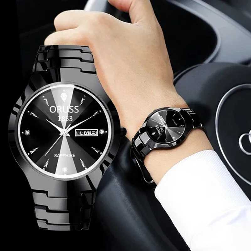 ORUSS Top Brand Men Watch High Quality Stainless Steel Waterproof Luminous Pointer Week Calendar Man Original Quartz Wrist watchL251023