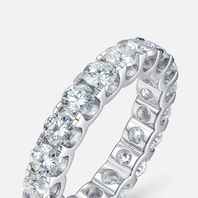 Best Selling Classics Design 4mm Moissanite Eternity Ring 925 Silver Jewelry Women Gift Party Sterling Stone Wedding Party