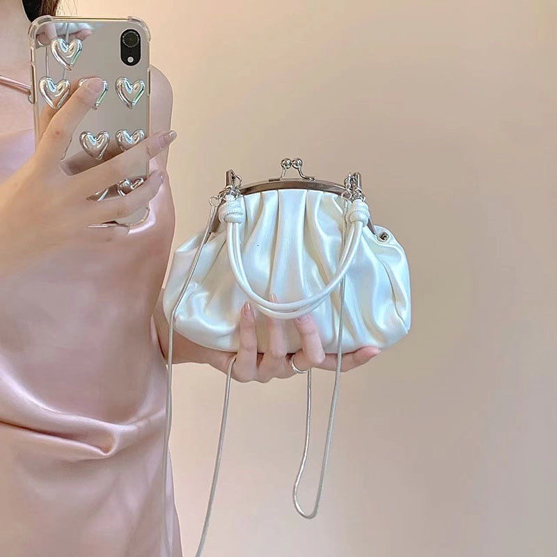 Luxury Brand Designer Bag Girl Cute Pleated Clip Bag Niche High-End Chain Bag 2024 New Summer Handbag Crossbody Dumpling Bag
