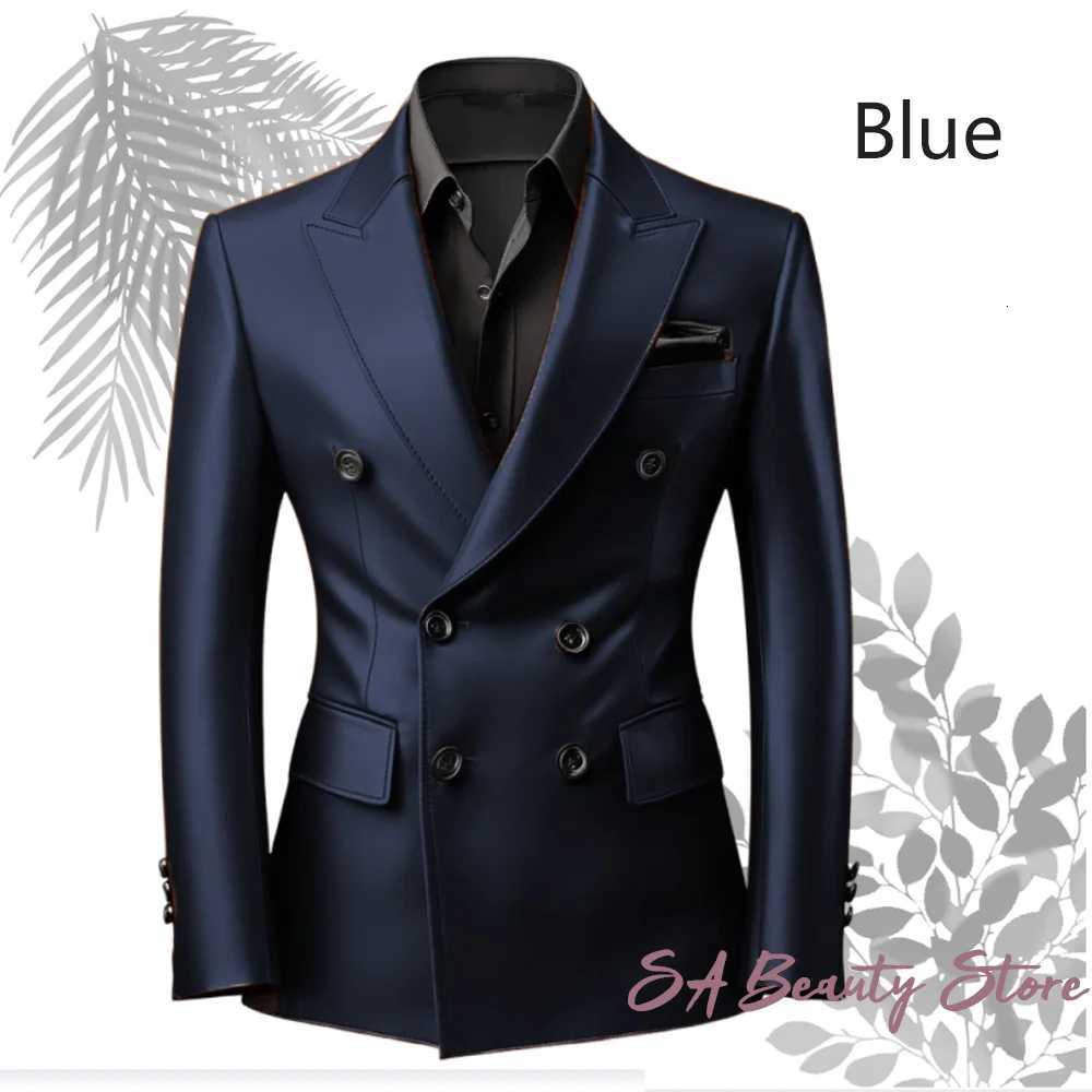 Tailored Fashion Suit Leather Jacket Leather Blazers Brown leather business suit jacket W251023