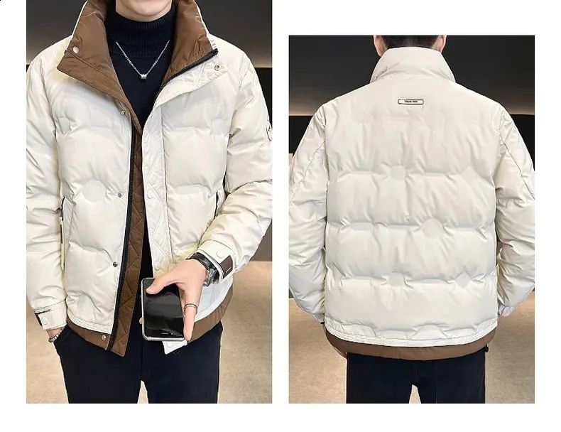 Mens Down Jacket Winter Trend Highend Warm White Duck Down Patchwork Clothes Winter Mens Coat Windproof Slim Tops 251023