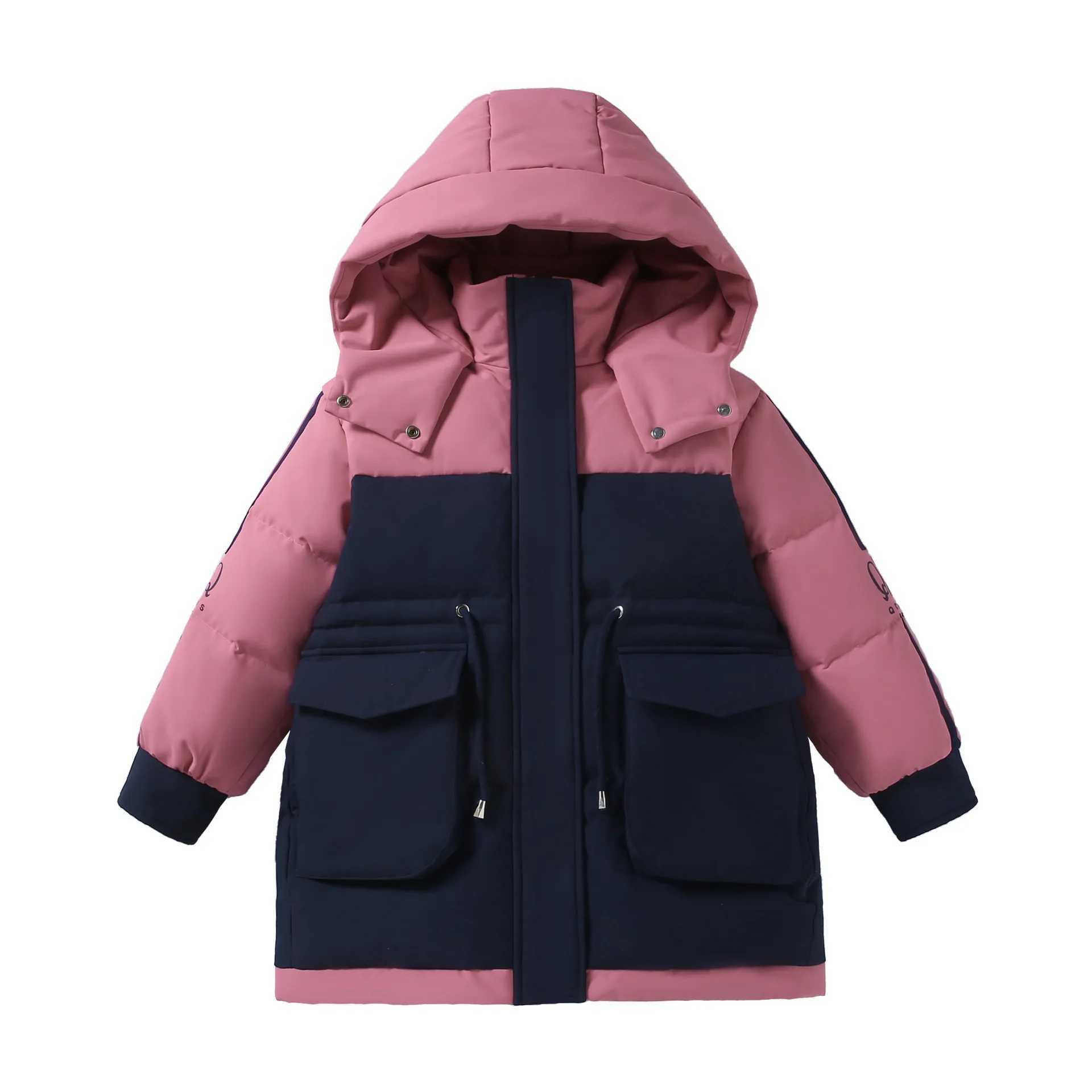 RAISE 2025 Down Jacket For Teen Girl Thick Warm Spliced Hooded Girls Long Jacket Clothes 512Y Kids Girls Parka Outerwear Outfit Y251023
