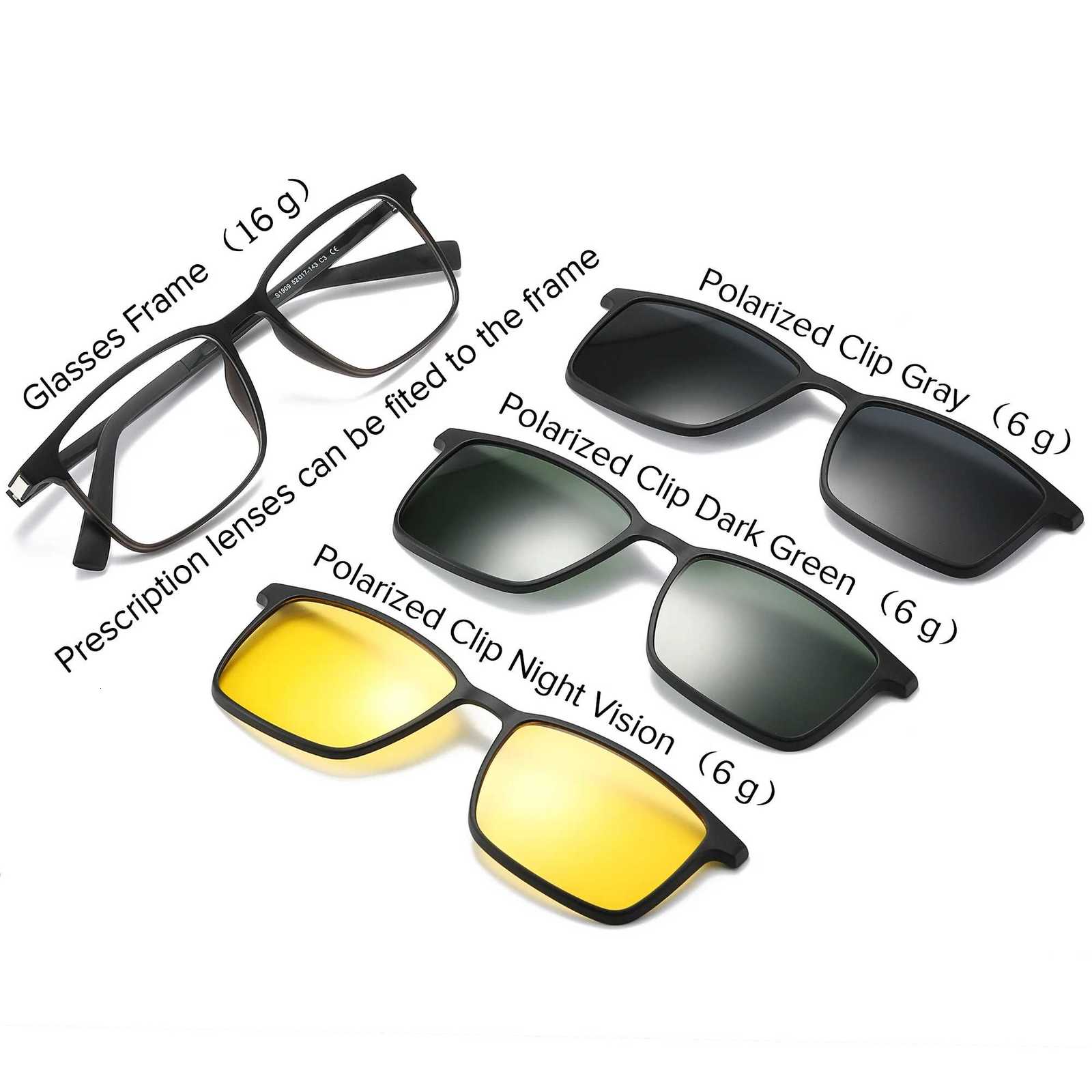 Progressive Prescription Glasses Men 3 in 1 Polarized Magnetic Clip on Sunglasses Male Optical High Myopia Multifocal EyeglassesW251023