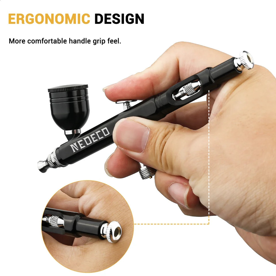 Neoeco 30PSI Airbrush Kit DualAction MultiFunction Portable Airbrush Set Noisereducing Compressor for Painting Cake Model 251015