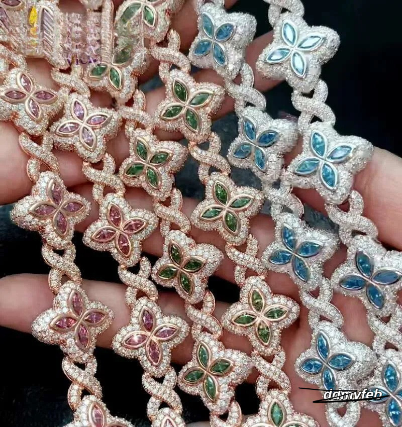 Best Selling Hip Hop Rapper Clover Bracelets Sterling Sier VVS Moissanite Infinity Cuban Link Bracelet Fine Jewelry Ddmyfeb