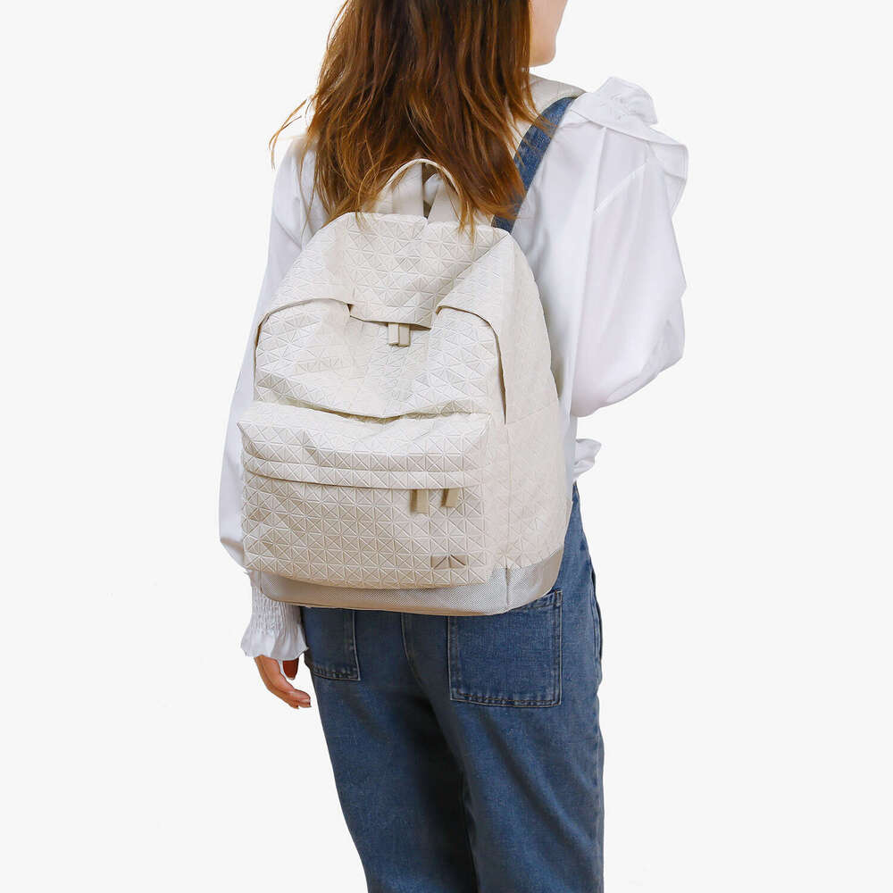 Japanese Style Geometric Diamond Silicone Travel Backpack Unisex PVC Laptop Student School Bag High Quality