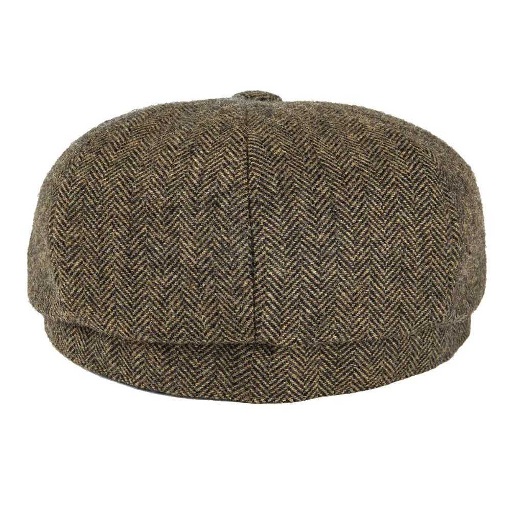 BOTVELA Wool Tweed Newsboy Herringbone Men British Gatsby Retro Hat Driver Flat for Ma Vintage Herringbone BeretW251023