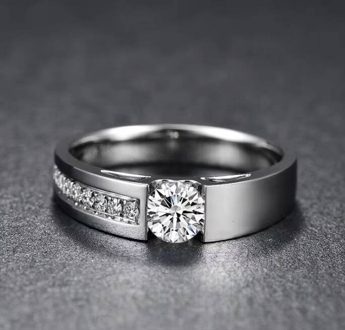 Fashion Beautiful White Gold Moissanite Wedding Ring Couple Mans Ring Jewelry Moissanite Engagement Rings