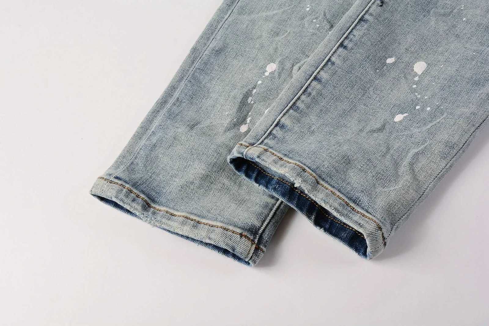 2025 Jeans Mans High Strt Blue Ripped Distressed Skinny Jeans Low Rise Denim Trousers Fashion Repair Pants 9003 C251023