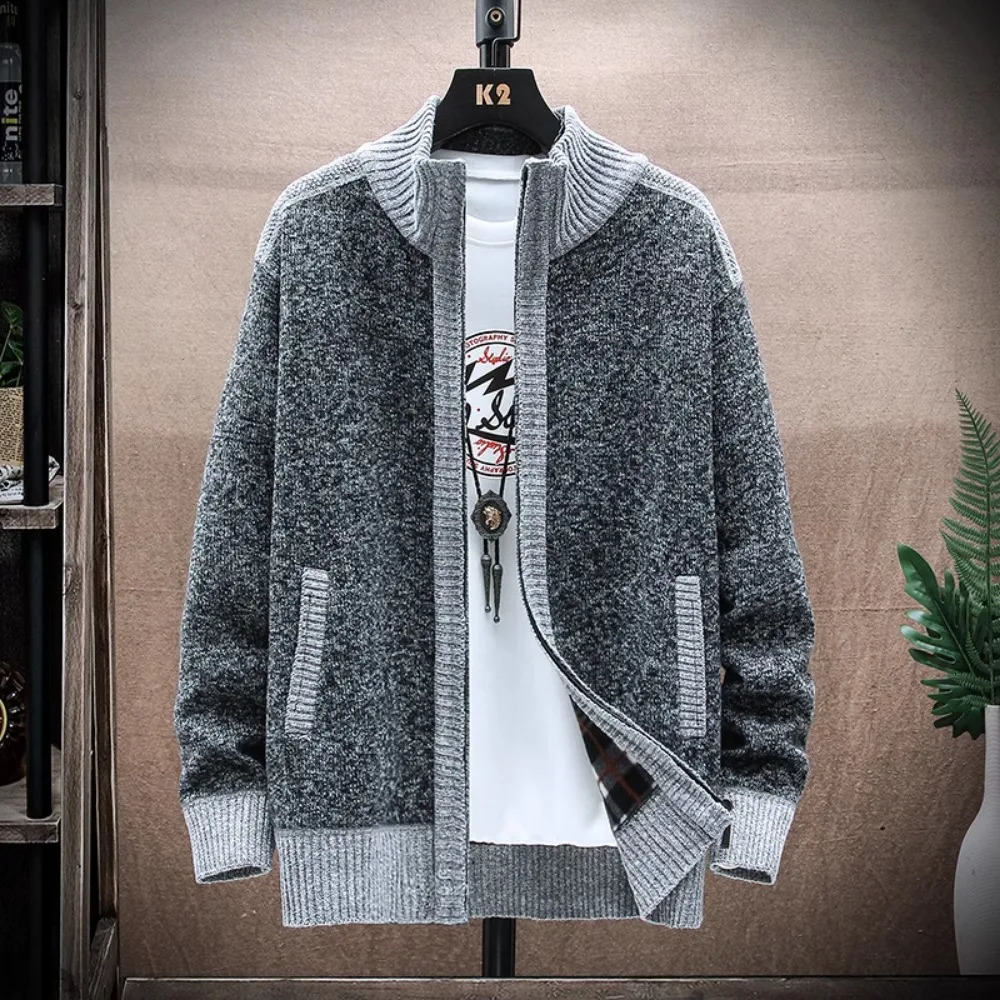 Fall and Winter Warm Sweater Coat Standup Cardigan knitted sweater Casual Knittwear Sweatercoats Male 251023