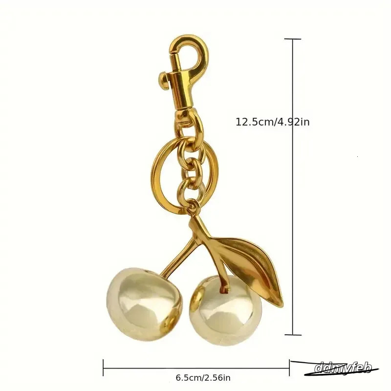 Elegant Cherry Keychain Charm - Shiny Resin And Metal Bag Accessory For Women's Purse Or Handbag Ddmyfeb