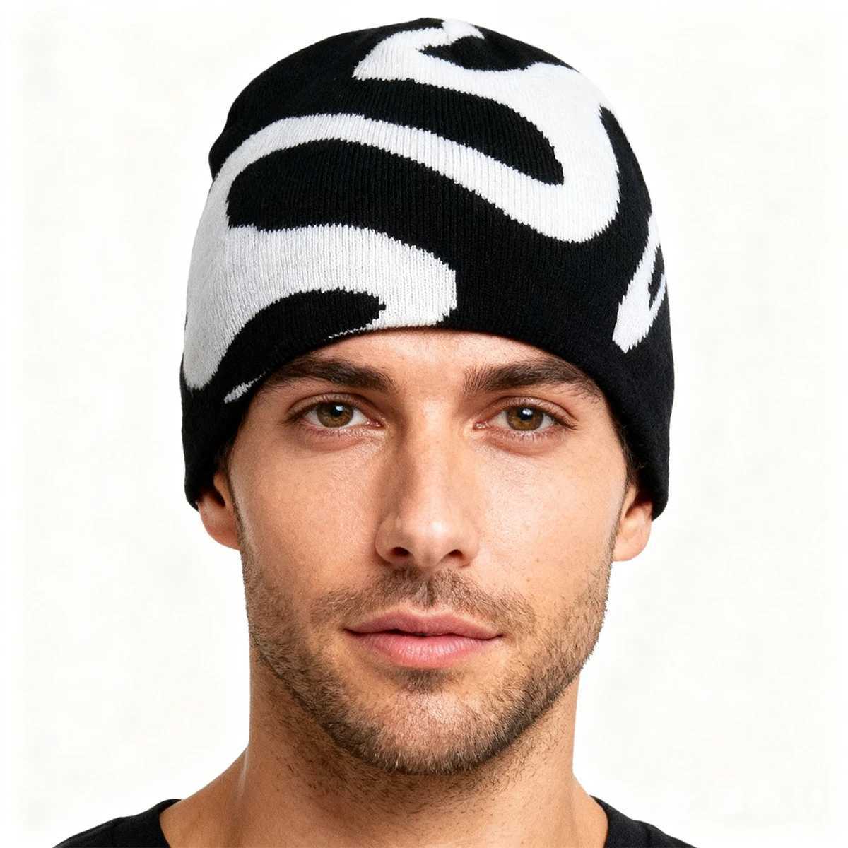 Winter Autumn Warm Beanies Hip Hop Ear Gorras Outdoor Windproof Y2K Letter Print Knitted Hat for Women Men Skiing Cap CyclingXJ251023