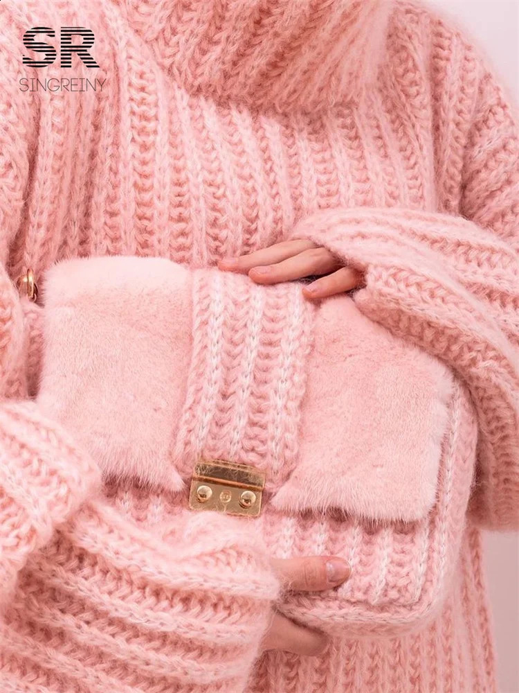 SINGREINY Turtleneck Knit Pullover Women Winter Outwear Loose Solid Elegant Long Sleeve Fashion Ladies Casual Warm Sweater Tops 251022