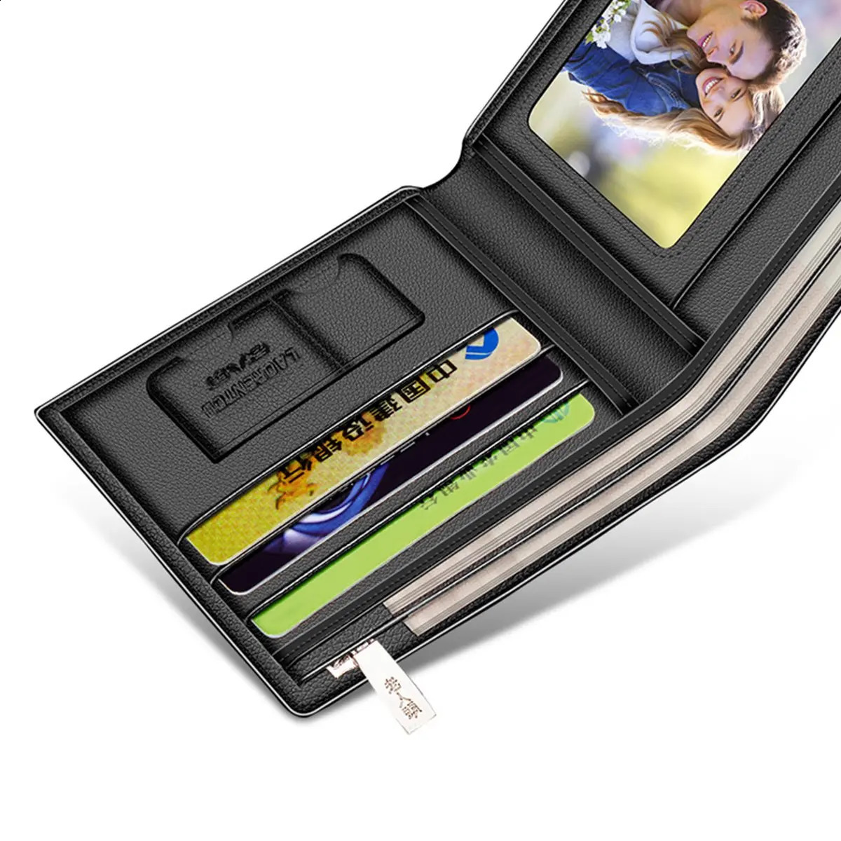 LAORENTOU Genuine Leather Men Short Wallet Card Holder with Zipper Pocket Gift for Husband Boyfriend251023