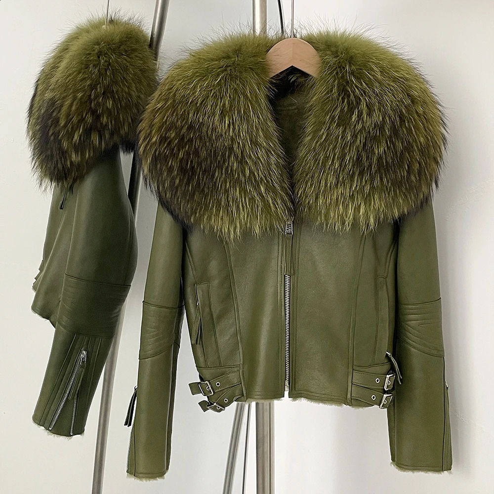 OFTBUY Raccoon Fur Collar Women Clothing Fashion Winter Real Leather Jacket s Sheepskin Coat Integrated 251018