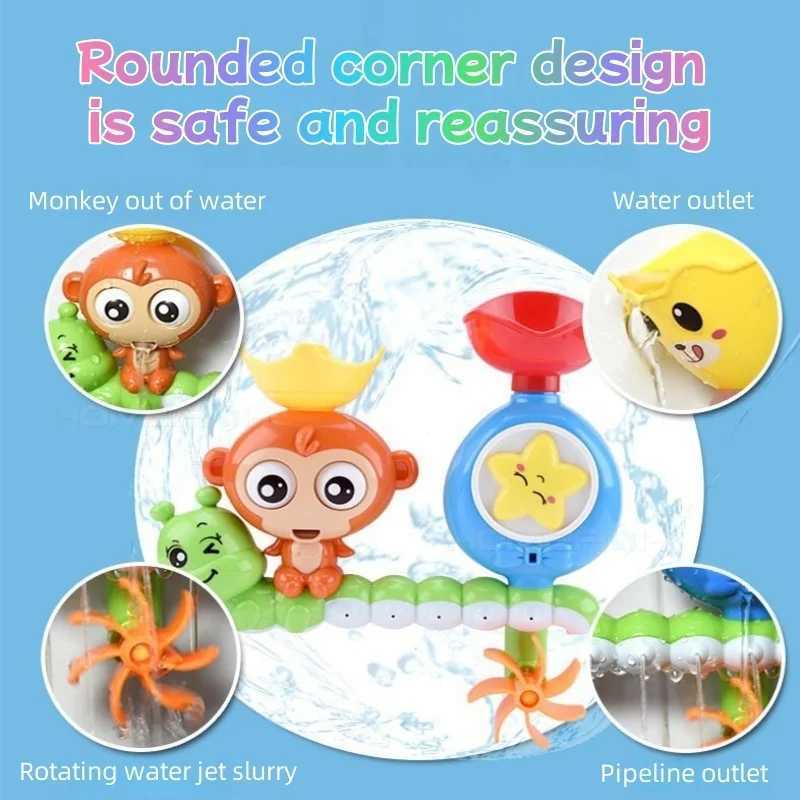 Cute Monkey Spinning Water Wheel Baby Bath Toy Fun Bathtime Shower Play with Rotating Action J251023
