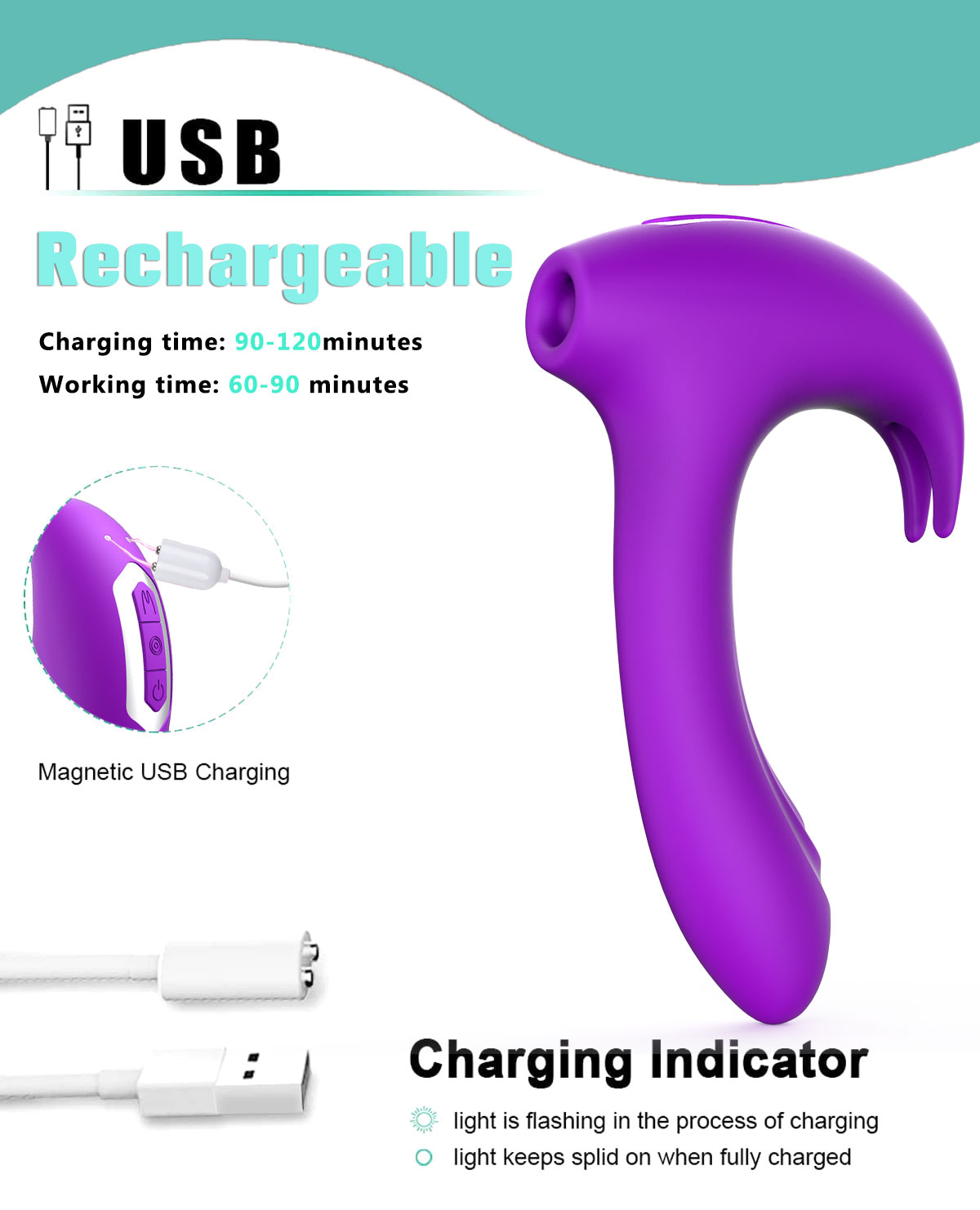 Compact Body Massager w/ 12 Different Vibration Patterns for Enhanced Sensation