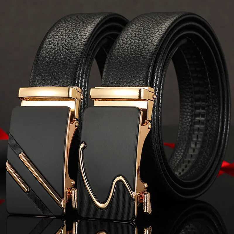 1pc Mens Belt Leather Belt Metal Automatic Buckle Brand Luxury Business Fashion Design Waist Belt for Men Strap Male Jeans BeltXJ251023