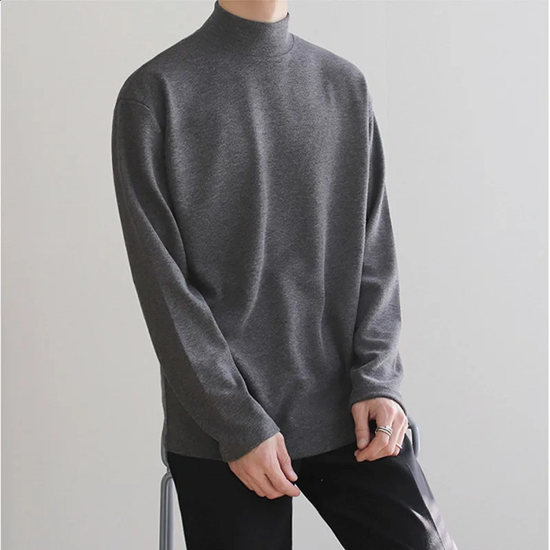 Yasuk Spring Autumn Winter Solid Casual Plush Turtleneck Mens Loose Bottom Double Faced Velvet Sweater Simple Warm BigSize 251016