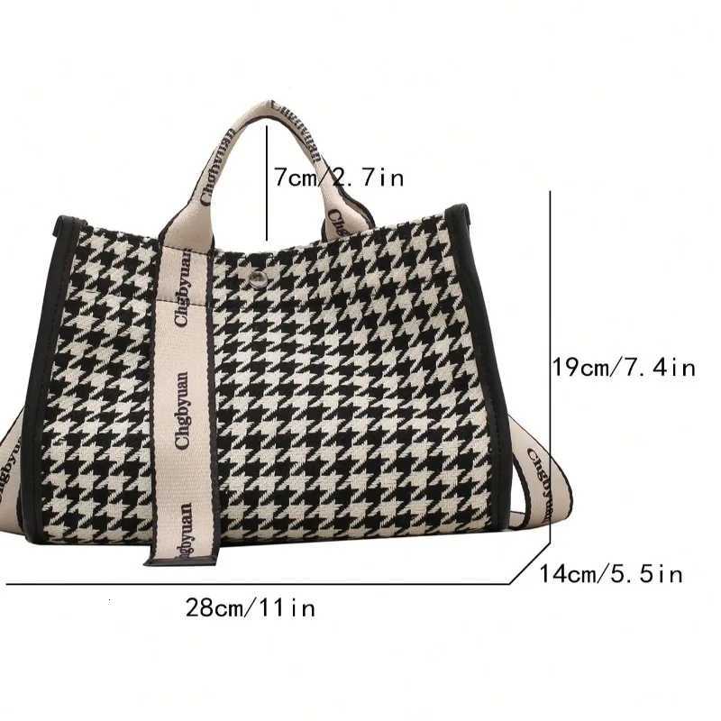 Trendy Houndstooth Crossbody Bag with Large Capacity for Women Commuting and Shopping Stylish and Roomy Tote Bag for WomenL251023