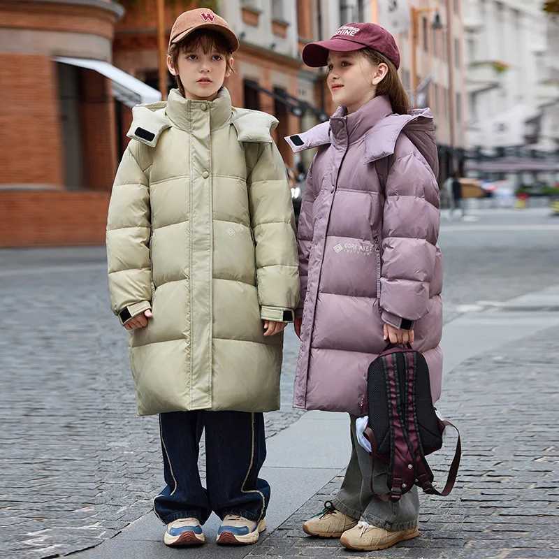 RAISE YOUNG 2025 Winter Children Down Jacket Thick Warm Long Hooded Down Jacket For Teenager Girls Outerwear Coats 6 To 14 Years Y251023