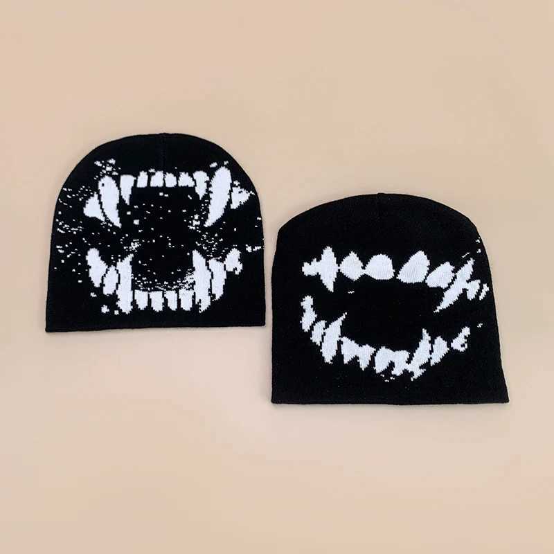American Style Devil Hip Hop Knitted Hats Autumn and Winter New Unisex Funny Warm Personal Versatile Street Fashion ins BeaniesXJ251023