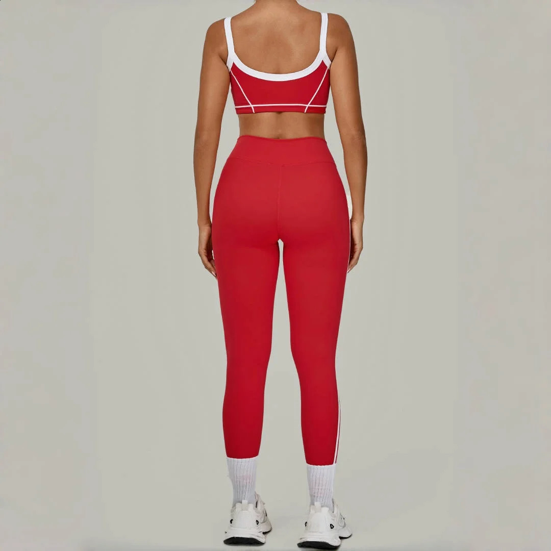 Yoga Suit Sports Fitness High Waist Peach Hip Tight Removable Padding Sports Bra Outfit Running Workout Clothes Gym Leggings Set 251021