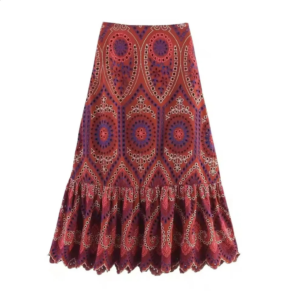 Women Embroidery Hollow Out Suit 2025 Summer Casual Chic ONeck Fashion Sleeveless Top Long Skirt 251016