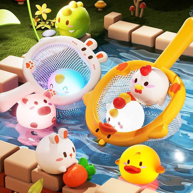 Baby Cute Animals Bath Toy LED Light Up Toys Swimming Water Soft Rubber Float Induction Luminous Duck for Kids Play Funny Gifts J251023