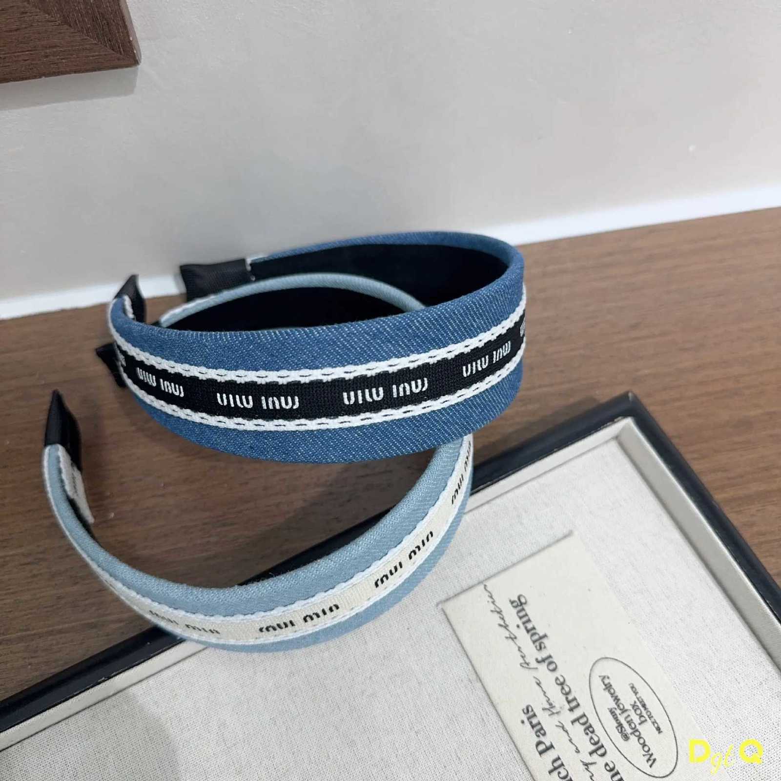 Luxury Solid Color Denim Letters Sponge band for Wen 2025 Summer New Fashion Girl Face Wide Edge Simple Hair Band Y251023