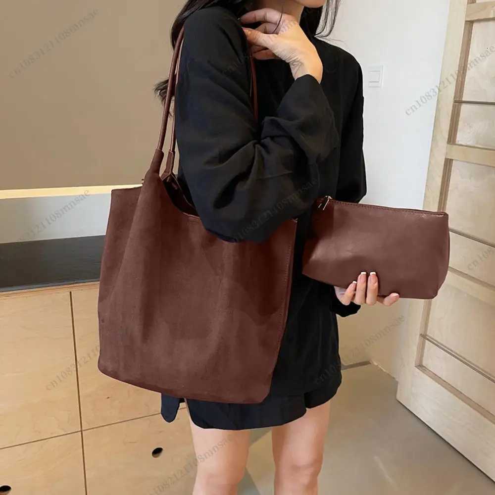 Women Suede Shoulder Bags Work Travel Tote Womens Handbags Large Capacity Bag Solid Color Simple Casual Commuter BagL251023