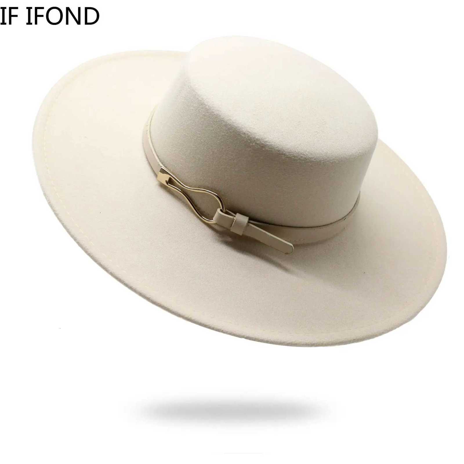 Solid Color Wool Felt Fes Jazz 2022 Winter Warm 10CM Wide Brim Flat Top Hats British Sty Church HatsW251023