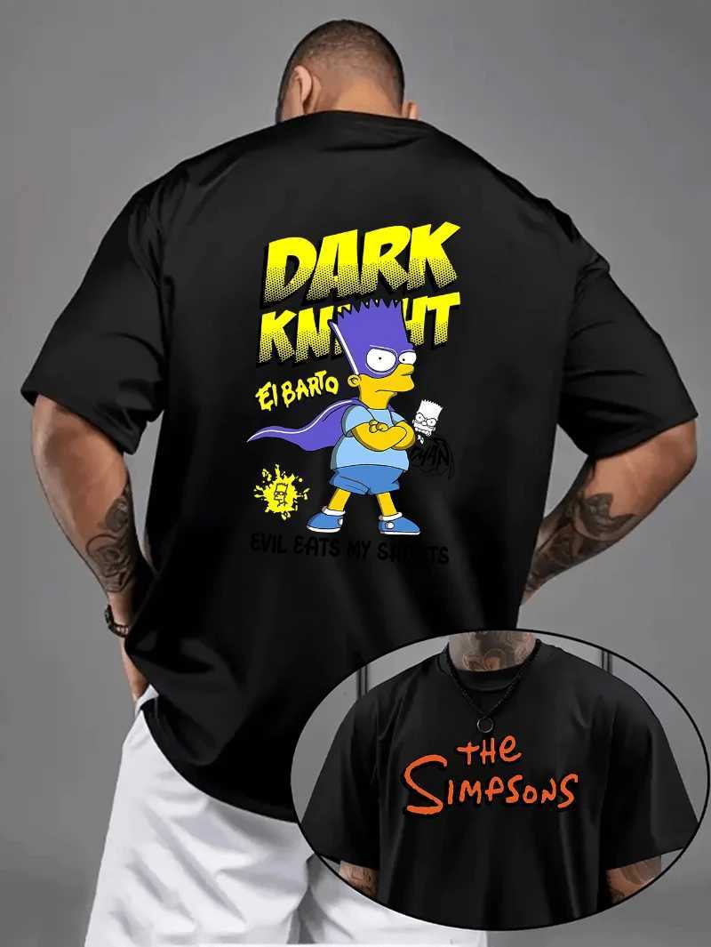 Summer Mens Casual ShortsLeeved Tshirt Dark Hero Bart Print Pattern and Text Roundneck ShortsLeeved TopXJ251023
