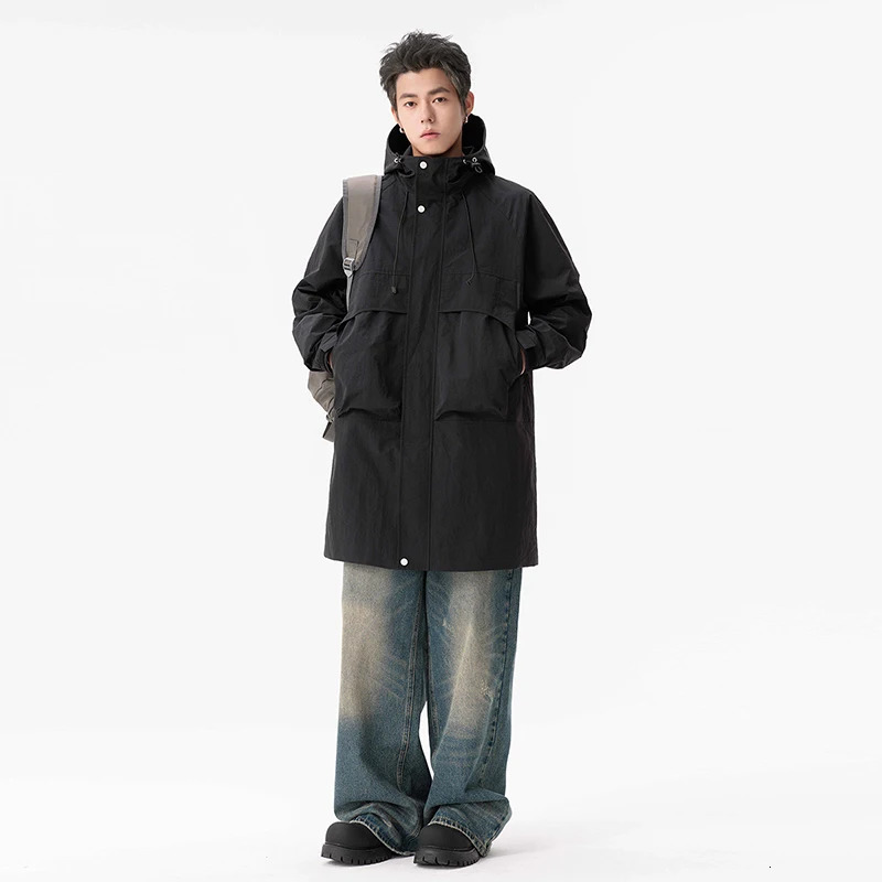 Mens Long Casual Loose Trench Coat Cool Fashionable and Versatile Soft Highquality Comfortable Lapel Top 251014