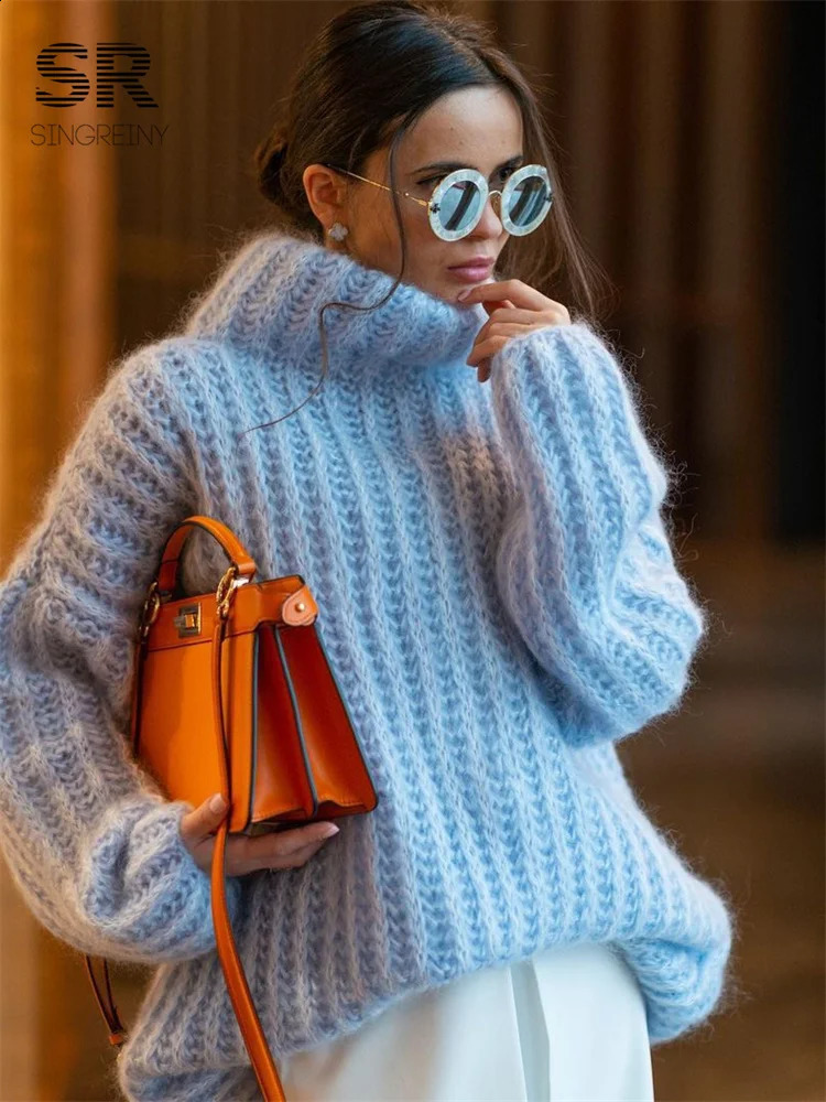 SINGREINY Turtleneck Knit Pullover Women Winter Outwear Loose Solid Elegant Long Sleeve Fashion Ladies Casual Warm Sweater Tops 251022