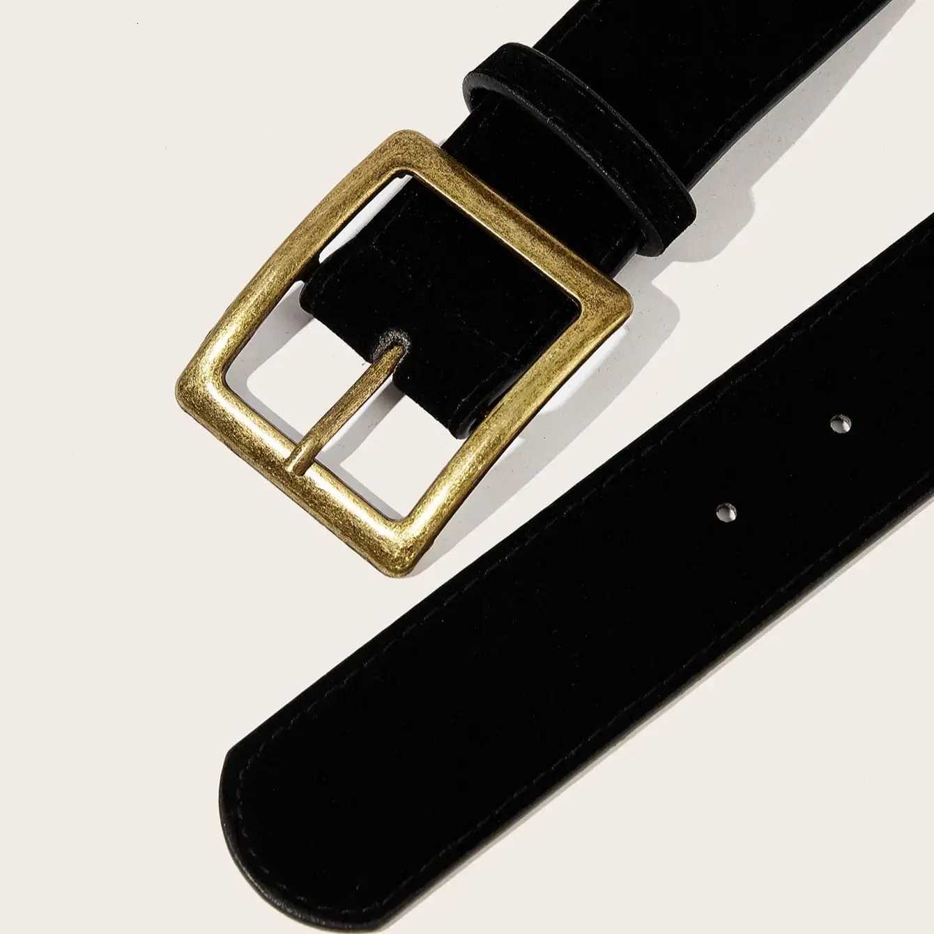 A unisex suede leather casual belt with a square buckle is suitable for daily wearXJ251023