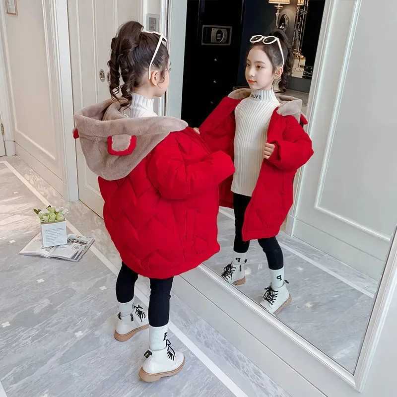 Girls Thick Cotton Clothes Jackets Winter Children FleeceLined Warm Coats Kids Padded Hooded Parka Outerwear Fashion Snowsuit Y251023