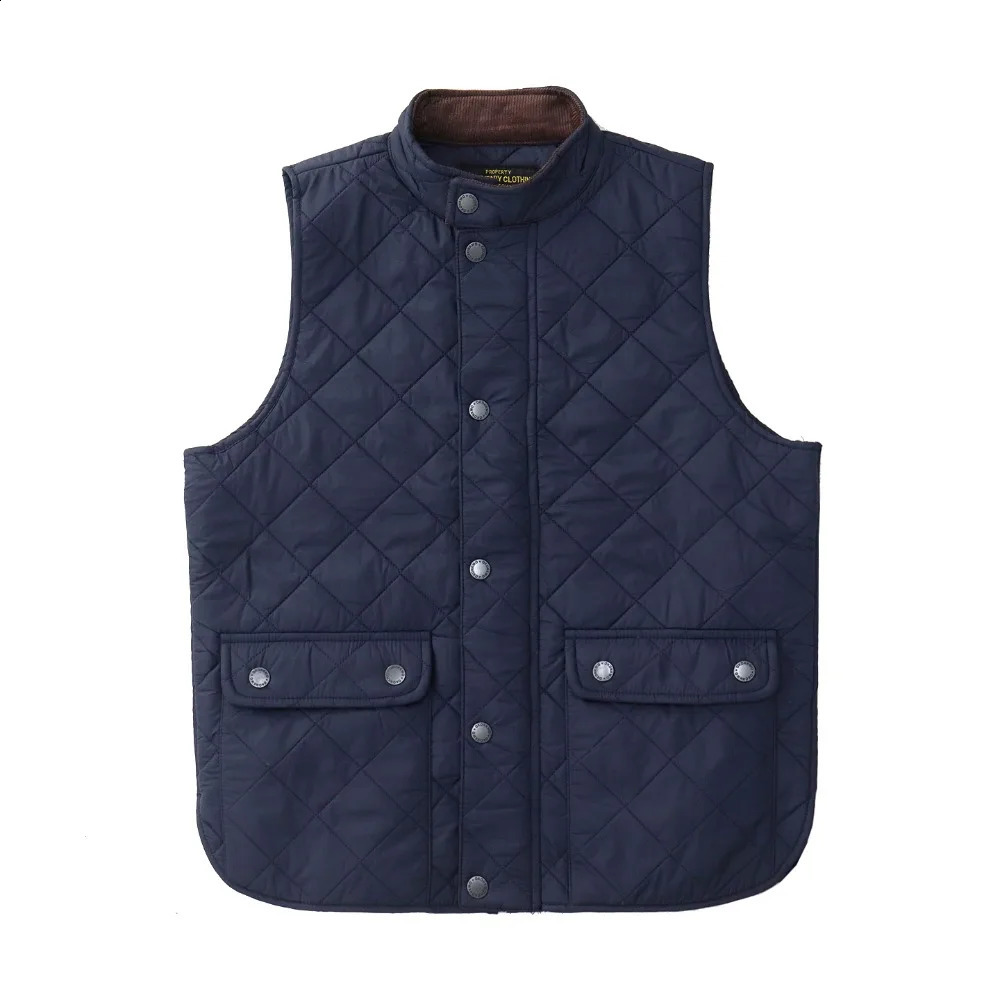 Replica quilted cotton vest for men American retro casual solid color stand collar diamond pure work jacket 251023