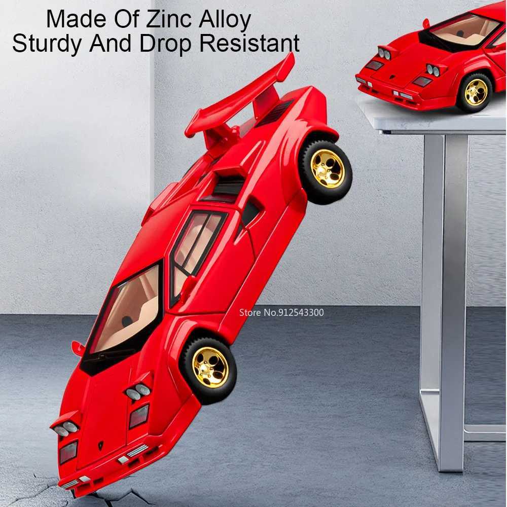132 Scale Countach LP500S V12 Sports Car Model Toy Doors Opened Alloy Diecast Simulation Sound Light Models Gifts for ChildrenT251023