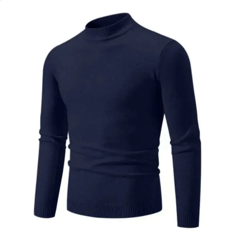 Sweatwear Mens Half Neck Basic Solid Color Sweaters Round Elastic Pullovers Warm Autumn Knitted Oversized Sweater Men 251023